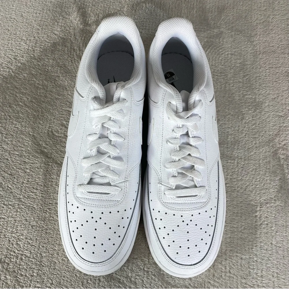 Nike Court Vision Next Nature Mens Sneakers Shoes 11 Triple White Leather NEW - Picture 8 of 10